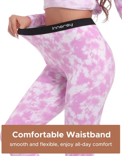 Vista 5 de INNERSY Conjunto de ropa interior térmica ligera para mujer, con forro polar, capa base para clima frío