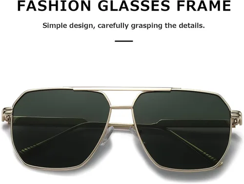 Vista 4 de kimorn Gafas de sol polarizadas para mujer y hombre retro de gran tamaño cuadradas vintage modernas clásicas grandes de metal gafas de sol K1221