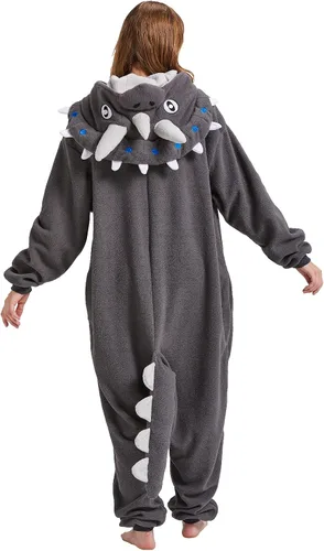 Vista 6 de Pijama de animal triceratops mameluco unisex adulto dinosaurio Navidad disfraz de una pieza cosplay para mujeres y hombres