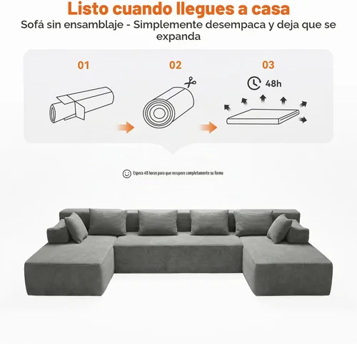 Vista 8 de MONVANE Sofá modular modular en forma de U de 141 pulgadas, gris ceniza