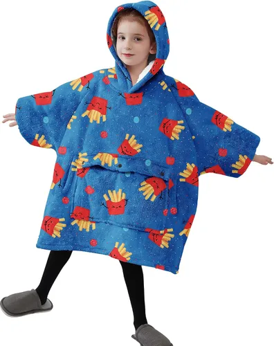 Vista 8 de Manta con Capucha Usable NOUKOW Manta Sherpa de Gran Tamaño Sudadera de Franela con Bolsillo Grande Alphabet