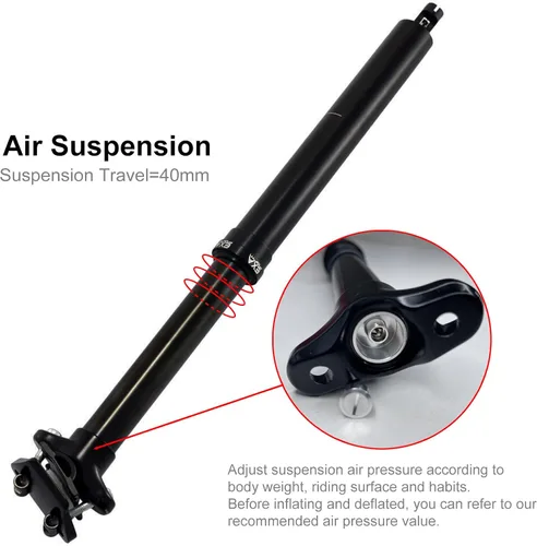 Vista 2 de EXA Form 860i 30.9mm/31.6mm Dropper Post with Adjustable Suspension, 100mm/125mm/150mm Travel Seat Post with Lever Kit