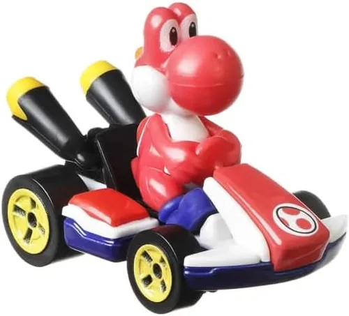 Vista 2 de DieCast Hotwheels Mario Kart Red Yoshi Standard Kart - Toty Winner 2021