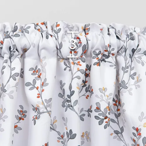 Vista 3 de Cenefas estampadas con hojas y flores botánicas de acuarela para ventanas, con bolsillo para barra, cenefas para cocina, cafetería, sala de estar
