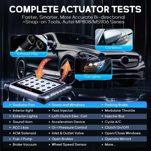 Vista 5 de Autel Escáner OBD2 MaxiCOM MK808Z Herramienta de diagnóstico automotriz - Igual que MK808S MX808S, Android 11, pruebas bidireccionales como MK900