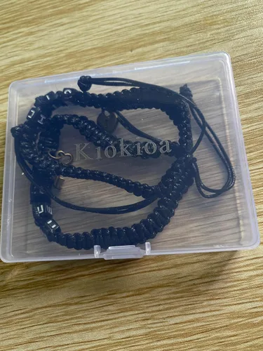 Vista 2 de Kiokioa Pulseras de pareja con llave y candado trenzadas para él y para ella