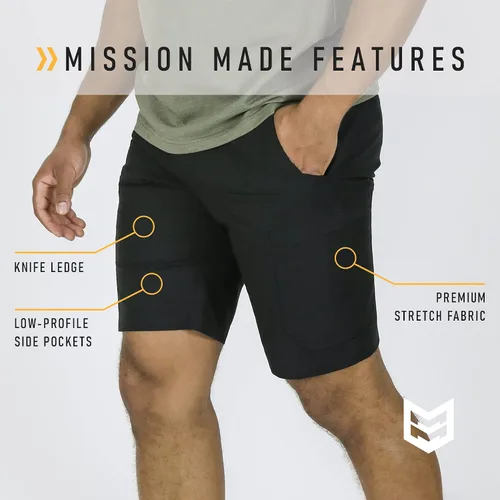 Vista 2 de Mission Made Pantalones cortos tácticos para hombre, repelentes al agua, ligeros, elásticos de primera calidad, pantalones cortos de trabajo