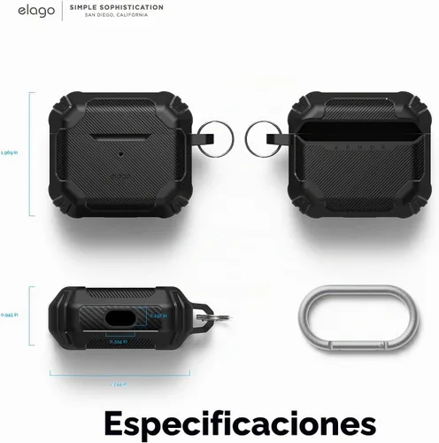 Vista 8 de elago Funda de armadura sólida para AirPods 3 Negro
