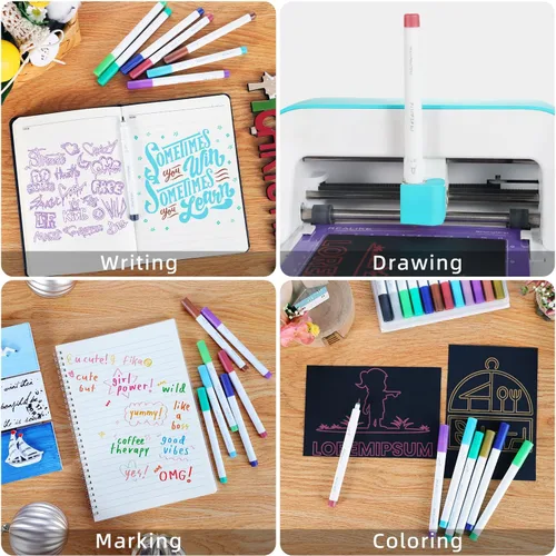 Vista 5 de REALIKE Bolígrafos metálicos compatibles con Cricut Joy/Xtra, juego de 12 rotuladores multicolor (punta de 1.0)