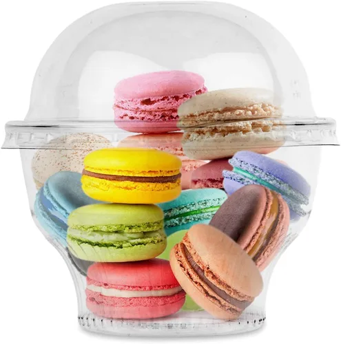 Vista 8 de Mini tazas de plástico transparente para postre con tapas de 5 onzas (juego de 50) taza de parfait desechable pequeña, tapa de cúpula, sin agujero