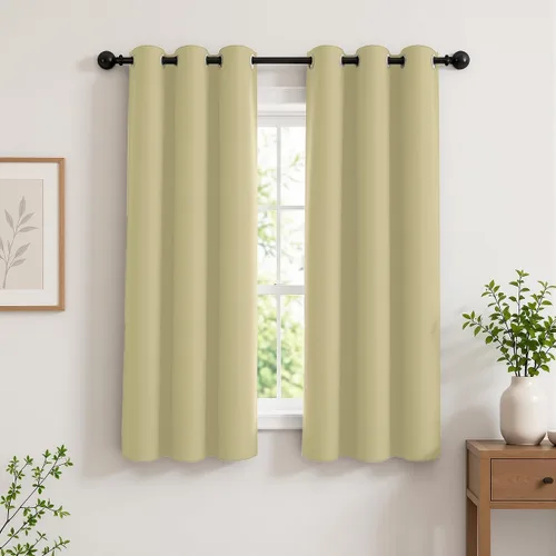 Vista 32 de Cortinas de oscurecimiento de habitación de 45 pulgadas de largo para dormitorio y sala de estar, cortinas térmicas aislantes con ojales