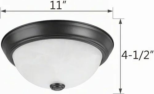 Vista 4 de Aspen Creative 63013-22, montaje empotrado de 2 luces en acabado bronce oscuro con vidrio de alabastro blanco, 11 pulgadas de diámetro, enchufe E26