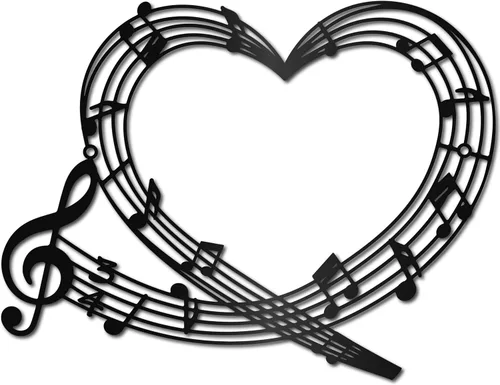 Vista 11 de CREATCABIN Notas musicales de metal para decoración de pared, letreros de pared negros para colgar en hierro, escultura de adorno de metal