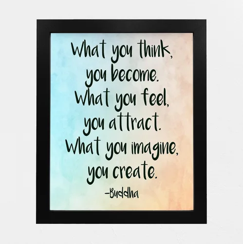 Vista 3 de AMERICAN LUXURY GIFTS What You Think You Become - Arte de pared zen - Decoración inspiradora de citas de Buda para el hogar, la oficina y la sala
