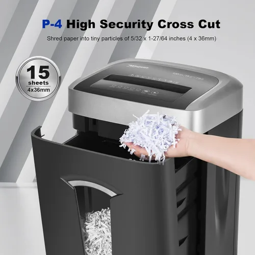 Vista 3 de Wingwise Trituradora de papel de 15 hojas resistente para oficina en casa