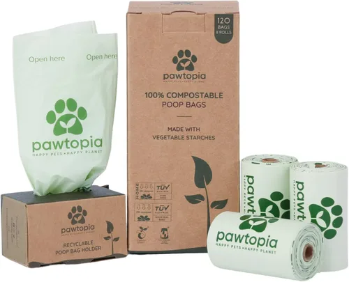 Vista 8 de Pawtopia Bolsas biodegradables para excrementos de perro, 60 unidades, compostables para el hogar, a prueba de fugas, fáciles de abrir
