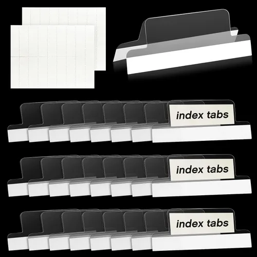 Vista 9 de Gersoniel 200 pestañas autoadhesivas insertables de 2 pulgadas con insertos imprimibles con etiquetas para carpetas de archivos, índice de plástico