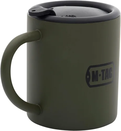 Vista 3 de M-Tac Taza térmica de viaje de 9.5 onzas con tapa, vaso térmico de doble pared aislado de acero inoxidable con mango ancho