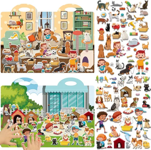 Vista 8 de Libro de actividades con pegatinas 3D hinchables de Navidad 100 pegatinas reutilizables Actividades para niños Escena religiosa Libro de pegatinas