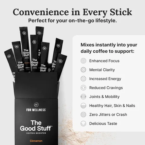 Vista 4 de The Good Stuff Potenciador de café de canela Crema de café saludable para concentración y energía Keto, crema en polvo no láctea con aceite