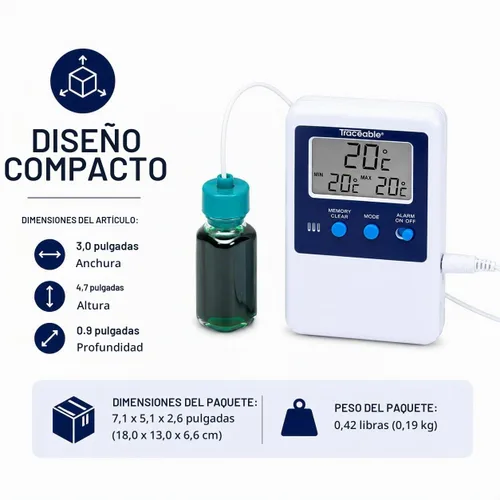 Vista 4 de Traceable® Termómetros digitales con calibración (sonda de botella)