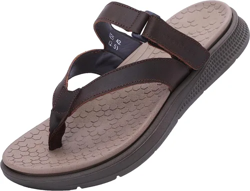 Vista 5 de MGGMOKAY Sandalias ligeras de cuero para hombre con soporte de arco