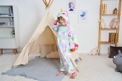 Vista 61 de Pijama de unicornio unisex para niños, enteritos para disfraz, Halloween