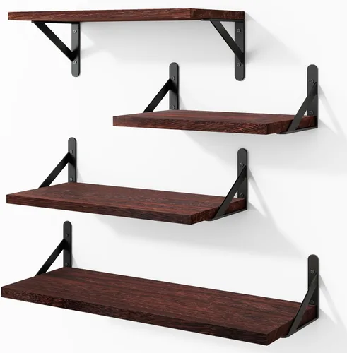 Vista 26 de YGEOMER Estantes flotantes para pared, estantes de pared negros de diferentes tamaños para sala de estar, baño, dormitorio, cocina, decoración