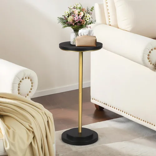 Vista 18 de COVLON Mesa de bebidas, mesa de Martini tallada, mesa auxiliar pequeña, mesa de pedestal con base pesada para sala de estar, dormitorio, espacio
