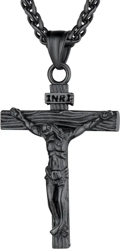 Vista 12 de U7 Collar de cruz de crucifijo para hombre, con cadena de 18 a 26 pulgadas 01.Dorado