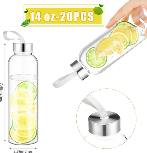 Vista 2 de Zubebe Botellas de agua transparentes reutilizables a granel con tapas de acero inoxidable a prueba de fugas, botellas deportivas de acrílico