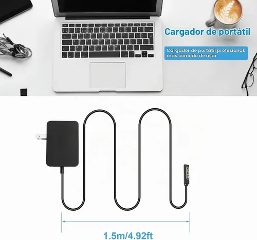 Vista 3 de 24W 12V 2A Adaptador de CA para Microsoft Surface RT Surface Pro 1 y Surface 2 1512 1513 1516 1572 Cargador