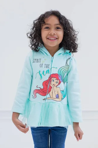 Vista 2 de Disney Sudadera con capucha y cremallera de princesa para bebés y niños grandes (18 meses - 14-16)