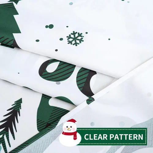 Vista 7 de Cortinas navideñas para sala de estar, cortina de ciervo de Navidad a rayas tartán, bolsillo para barra, cortinas decorativas para dormitorio