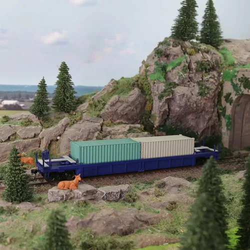 Vista 6 de Evemodel C8749 1pc HO Scale 40ft Well Car 1:87 Fondo cóncavo 40' carro plano (1pc - azul)