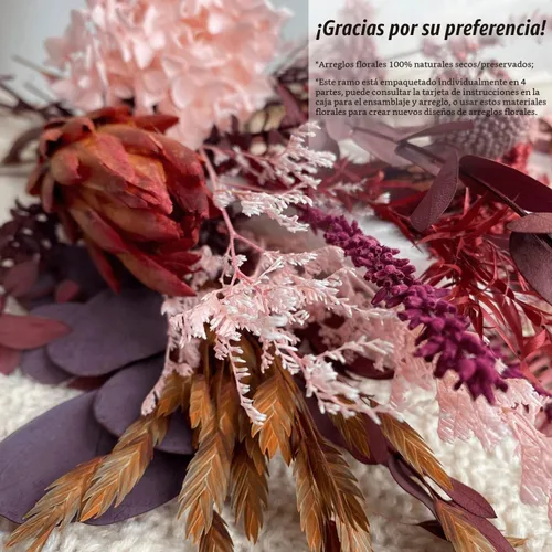 Vista 6 de Ramo de flores secas naturales, decoración de hierba de las pampas con plantas preservadas, arreglos florales rústicos bohemios para centros de mesa
