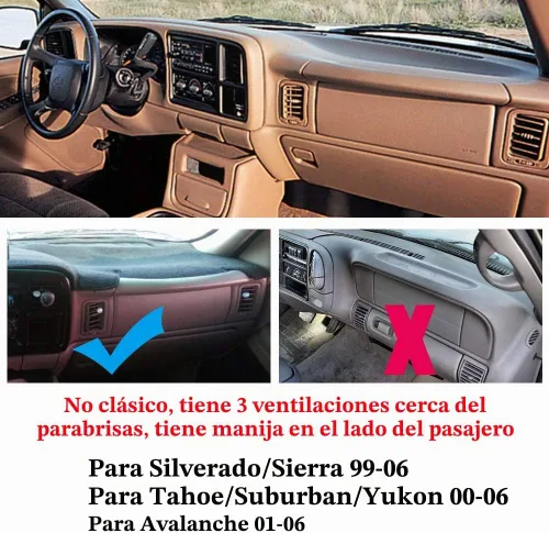 Vista 2 de Cubierta de tablero para Chevrolet Silverado/GMC Sierra 1999-2006 Beige