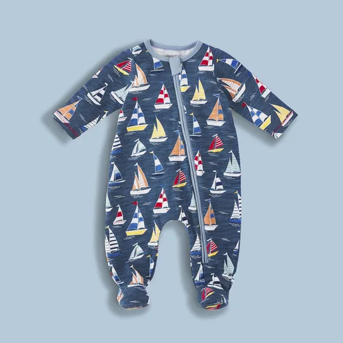 Vista 2 de Mud Pie Baby Boys' Sailboat Zipper Sleeper