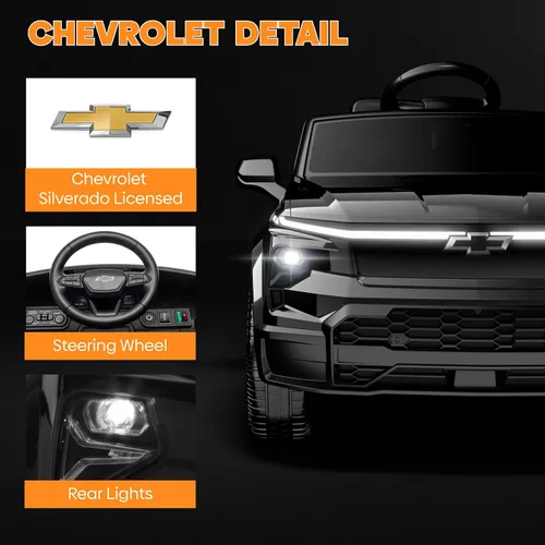 Vista 5 de Auto eléctrico Chevrolet Silverado con licencia de 24 V para niños Negro