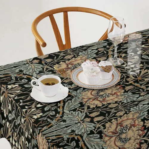 Vista 96 de Mantel Floral Retro de Pájaros, Diseño Original Bohemio William Morris Estampado Cubierta de Mesa para Hogar Picnic Fiesta Comedor Cocina William