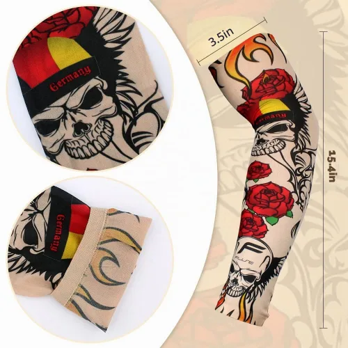 Vista 4 de Juego de 12 mangas temporales para tatuaje, para hombres y mujeres, Multicolor-C