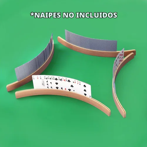 Vista 5 de GSE Set of 4 Curved Wooden Playing Cards Holders Racks Trays