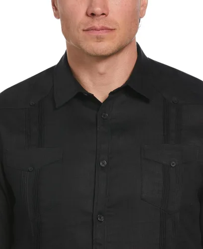 Vista 3 de Cubavera Camisa guayabera de manga larga con cuatro bolsillos y 100% lino para hombre (talla S-5x grande y alto)