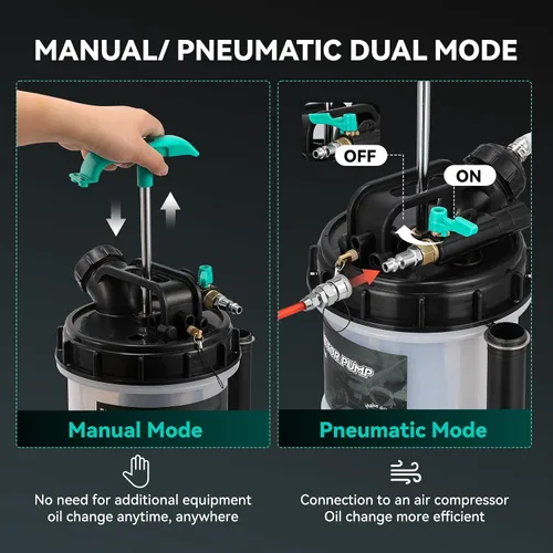 Vista 3 de Poafamx Bomba de Extracción de Aceite de 7.5L, Neumática/Manual, Bomba de Extracción de Líquido de 2 Galones, Bomba de Vacío para Cambio de Aceite