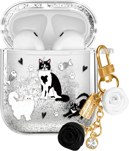 Vista 14 de para Airpods de 2ª/1ª Generación - Estuche Quicksand Liquid Kawaii Lindo Mujer Niña Mujeres Chispeante Brillante Bling Resplandor Adorable Elegante