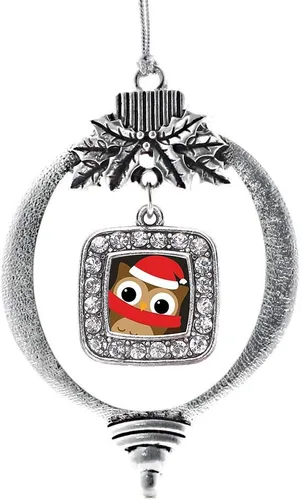 Vista 19 de Inspired Silver - Adorno con dije de reina de rodillo - Adornos navideños cuadrados de plata con joyas de circonita cúbica
