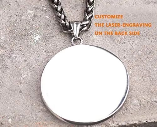 Vista 3 de Collar de pentagrama punk de titanio de acero inoxidable con dije de estrella de pentáculo, collar personalizado contra el mal de ojo para hombres