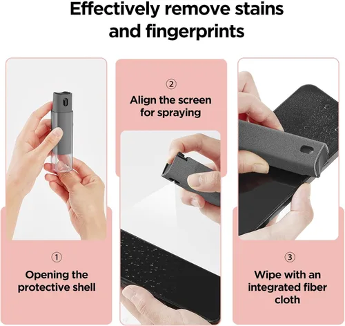 Vista 6 de YTT Limpiador de pantalla, todo en uno spray y paño limpiador, con carcasa protectora transparente para todas las pantallas de teléfonos, portátiles