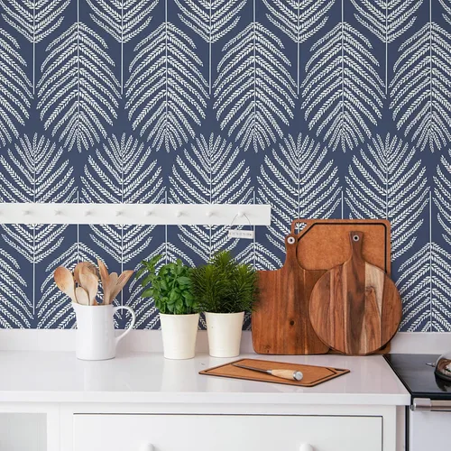 Vista 3 de Fititem Papel Tapiz Azul Despegar y Pegar Costero Boho Azul Papel de Contacto para Gabinetes Océano Playa Moderno Papel de Contacto Removible