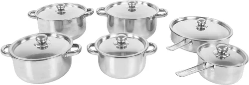 Vista 4 de Tnfeeon 6Pcs Stainless Steel Cookware Set, Cookware Sets Skillet Sauce Pot Kitchen Induction Stockpot Includes Frying Pan, Saucepan, for Home